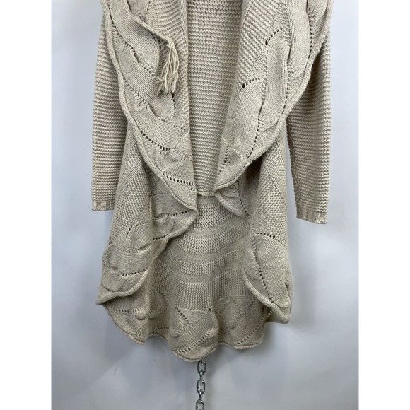 RANI ARABELLA Womens Oatmeal Cashmere Cardigan Sweater SZ M - Picture 3 of 13